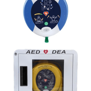 Stryker HeartSine® 500P AED with Bilingual Square-Top Alarmed AED Cabinet